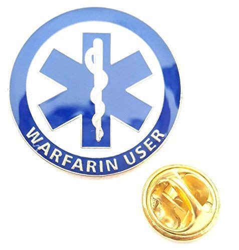 Warfarin User Medical Alert Symbol Lapel Pin Badge