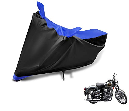Image of Auto Hub Bike Cover Compatible with RE Classic 500 with Mirror Pocket, Dustproof, Heat Resistant, Triple Stitched, Classic 500 Bike Cover- Black, Blue