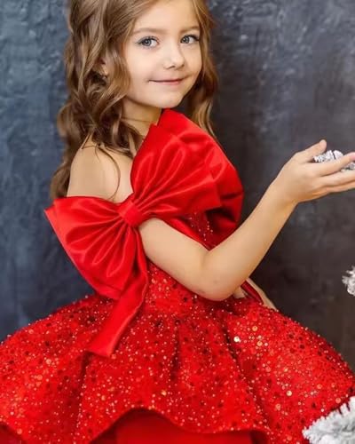 Girls Sparkly Sequins Pageant Dresses Short Tulle A Line Sleeveless Princess Dresses Bow Knot Birthday Party Dresses3