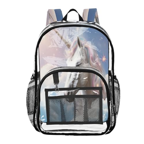 White Horse Clear Backpack - Stadium Approved Large 15.7-inch Waterproof Transparent Bag for Sports, Concerts, Work, Travel#119