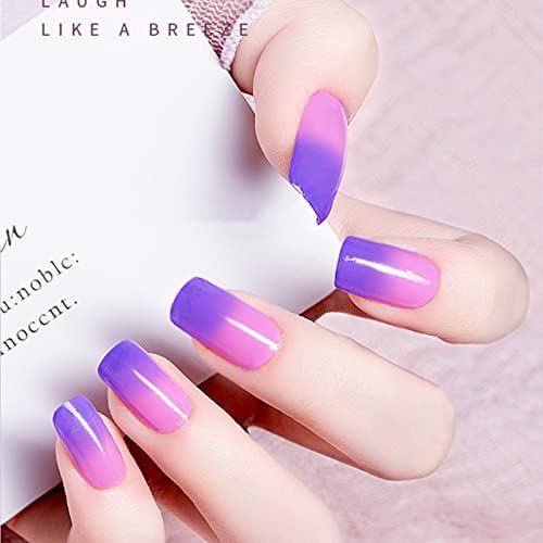 Croitout Gel Nagellack Set, UV Farbwechsel Gel Nagellack Set, Thermo Shellac Gellack Kit, Mehrfarbig Ablösbarer Nagelgel… – Bild 5