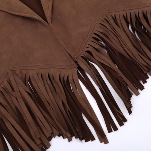 Girls Crop Vest Faux Suede Fringe Sleeveless Boho Jacket Western Cowgirl Cardigan 70s Hippie Tassels Kids Summer4
