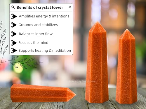 Image of Amazing Gemstone Peach Moonstone Crystal Towers - Natural Healing Crystal Point Obelisk for Reiki Healing and Crystal Grid (3 inch to 4 inch INCH)