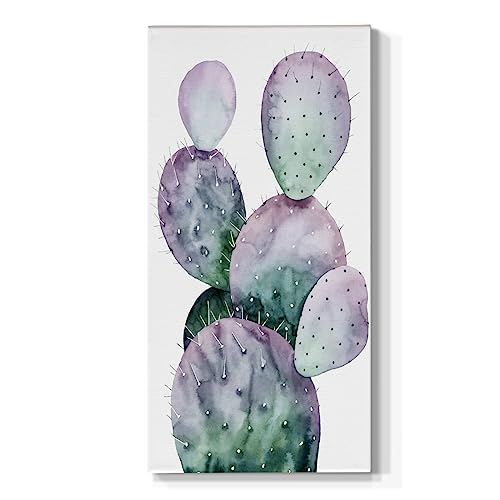 Renditions Gallery Nature Wall Art Modern Home Paintings Purple Spiny Cactus Plantation Abstract Botanical Wall Hanging Artwork Prints for Bedroom Office Kitchen - 20"X40" LT520