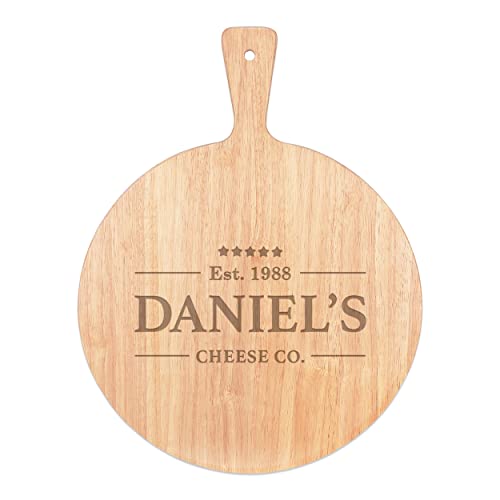 Encargo Personalizado Nombre Queso Co Tabla de Quesos Paleta Bandeja Mango Redondo de Madera 45x34cm