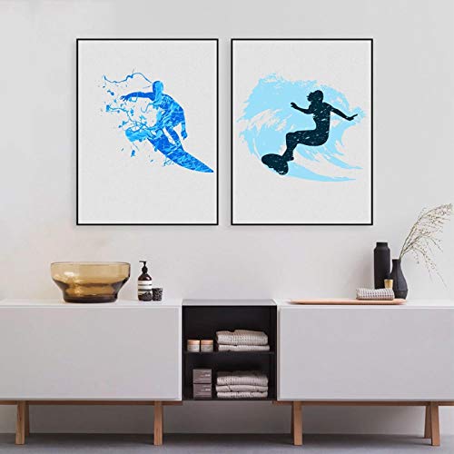 Lienzo de surf de acuarela con imágenes Giclee de alta definición para salones modernos