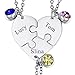 FaithHeart 3 Piezas Collares Puzzle Corazones Divididos Cristales Claras Zirconia Cúbica Colgantes Rompecabezas para Familias Joyería Nombres Personalizados Regalo Cumpleaños