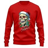 Photo Gallery printbar christmas gift267 - felpa con scritta "skullduggery meets holiday cheer", 80% cotone, unisex, perfetta per liste cattive e carine, rosso, s Photo Gallery printbar christmas gift267 - felpa con scritta "skullduggery meets holiday cheer", 80% cotone, unisex, perfetta per liste cattive e carine, rosso, s