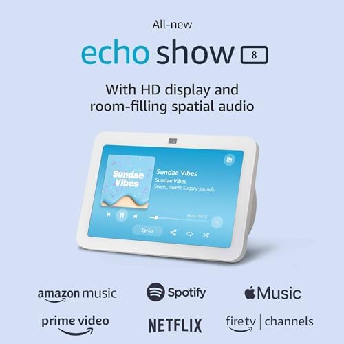 Amazon Echo Show 8 (3-р үе, 2023 оны хувилбар) | Орон зайн аудио, Smart Home Hub, Alexa | Цагаан мөсөн гол