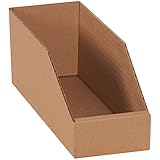 Top Pack Supply Open Top Bin Boxes, 4' x 12' x 4 1/2', Kraft (Pack of 50)