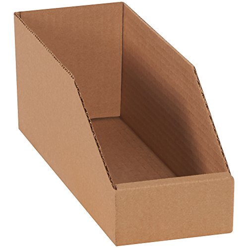 Image of Boxes Fast BFBINMT412K Open Top Bin Boxes, 4 inch x 12 inch x 4 1 /2 inch, Kraft (Pack of 50)