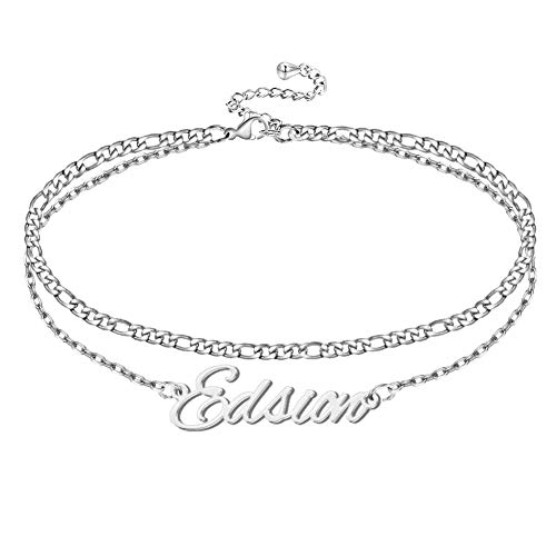 Personalized Layered Choker Necklace, Custom Name Necklaces Chain Chokers Pendant Jewelry for Women 14+2