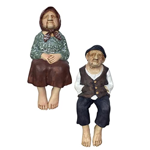NUOBESTY Opa Oma Figuren Kantenhocker Deko Liebespaar Skulptur Garten...