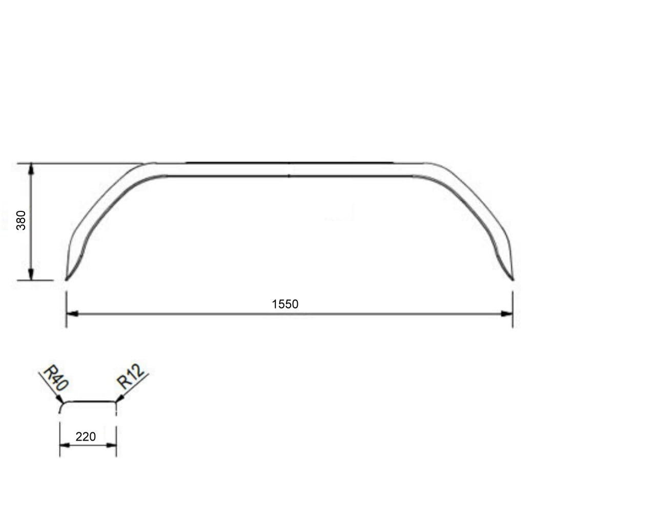 HGW Tandem Kotflügel Anhänger – Stahlblech verzinkt – 155 cm Spannweite – 22 cm Breite – Paar Links/rechts – für 2-Achs-Anhänger