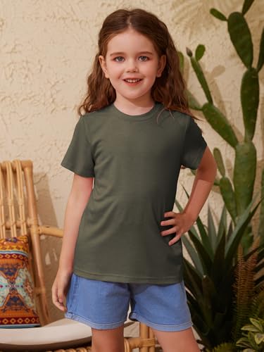 Image of ZDC Girls' Short Sleeve Shirts Kids Crewneck T-Shirts Summer Tops Basic Tees 5-14 Years