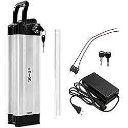 Batería Litio Samsung Cells 36V 10 4Ah X-go batería Bicicleta eléctrica 36v 10.4Ah 2port batería de Iones de Litio, Placa de protección 20A BMS, Bicicleta eléctrica Adecuada para 200W 250W 350W (con Cargador)