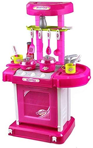 Little Hands Kitchen Set for Kids with Lights and Sound Luxury Super Kitchen Set Toy Kitchen Set for Kids Girls (Pink) (B08D6GMR13) Amazon Price History, Amazon Price Tracker