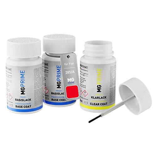 MG PRIME Pintura automotriz Set de lápices de retoque para Fiat 285/A Rosso Schumacher/Rooso Monte Carlo Pintura de fondo/base pintura transparente, 50 ml cada uno