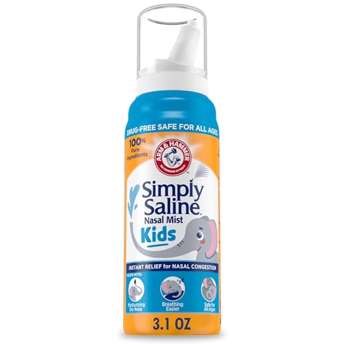 Image of ARM & Hammer Simply Saline Kids Nasal Mist, Saline Spray for Gentle Nasal Congestion Relief, 3.1 Oz