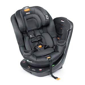 Chicco Fit360 ClearTex Rotating Convertible Car Seat with 360 Degree Rotation for Rear-Facing and Forward-Facing Usage, LeverLock Self-Tensioning Lock System | Slate/Grey