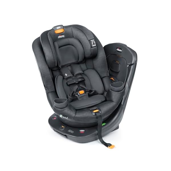 Chicco Fit360 ClearTex Rotating Convertible Car Seat with 360 Degree Rotation for Rear-Facing and Forward-Facing Usage, LeverLock Self-Tensioning Lock System | Slate/Grey