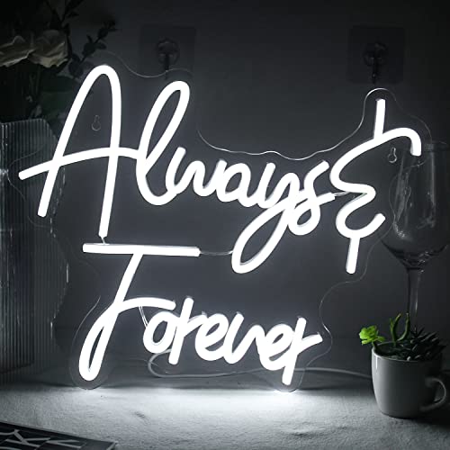 Ineonlife Always Forever Neon Sign White Letter Led Neon Lights For Bedroom Wall Decor Words Usb Powered Neon Signs For Room Living Room Bar Club Hotel Party Wedding Engagement Wall Hanging Decoration #TOP11