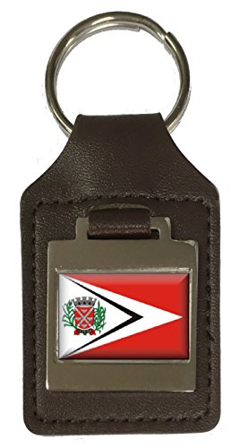 Porte-clés en cuir gravé Taruma City Sao Paulo drapeau Brésil