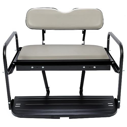 HECASA Foldable Rear Seat Kit Compatible with Yamaha G14 G16 G19 G22 Golf Cart Steel Frame Blue-Gray Artificial Leather