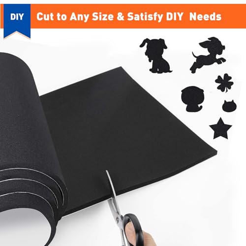 MAGZO Backed Adhesive Foam Padding 1/2" Thick x 12" W x 59" L, Black Neoprene Sheets, Closed Cell Foam Sheet Roll