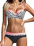 Parte superior del bikini: las copas de la parte superior del bikini acolchadas dan una gran forma, no se desliza y no aprieta, protege el pecho.
