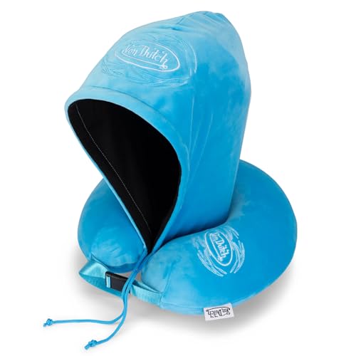 Almohada de espuma viscoelástica con capucha ajustable azul miniatura 1