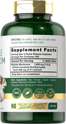 Carlyle Maitake Mushroom Capsules | 1600Mg | 400 Count | Non-Gmo & Gluten Free Extract | Mushroom Supplement #TOP1
