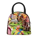 Design di grande capacità: misura 26,5 x 16,5 x 22 cm, questa spaziosa borsa termica con stampa Candy Land è per trasportare pasti, snack, bevande e altro ancora, offrendo comodità per lavoro, scuola, picnic o viaggi.