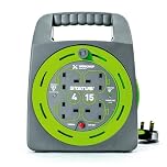 STATUS 4 Socket Cable Reel, 15m, Green, 13 Amp, Thermal Cut Out, Heavy Duty, Outdoor Extension Lead, Ideal for Garden, DIY, Workshop, Power Tools (S15M13ACR4)