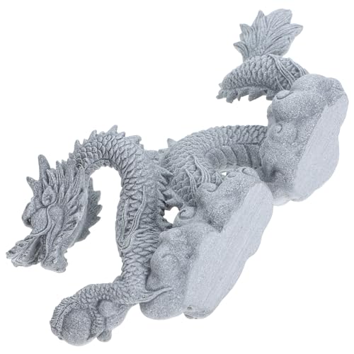 Cabilock Fish Tank Dragon Statue, Chinese Dragon Sandstone Statues Oriental Dragon Figurines Fengshui Statue Ornament Aquarium Ornament for Fish Tank Garden Decor