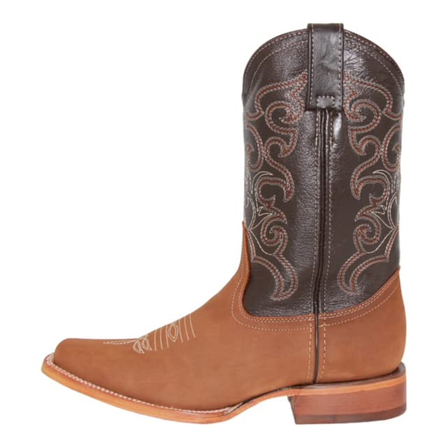 Men's Genuine Leather Square Toe Cowboy Boot3