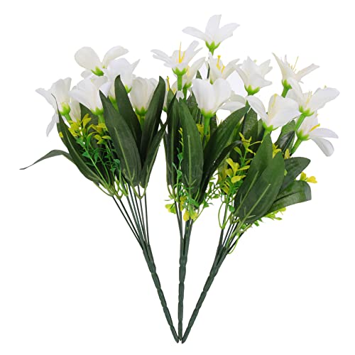 VOSAREA 3pezzi Bouquet Artificiali Giglio Realistico Per Decorazioni Matrimonio e Casa Composizioni Floreali Per Centrotavola e