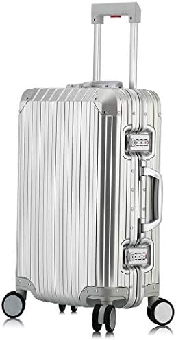 Hardside Luggage, All Aluminum Hard Shell Suitcase With Spinner Wheels (Silver, 20 inch)