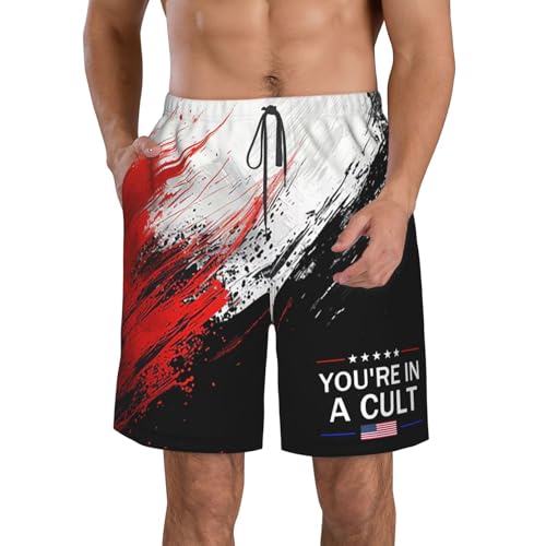 Board Shorts,You're in A Cult Mens Swim Trunks,Quick Dry Swim Shorts Beach Short Summer Swimwear with Pockets