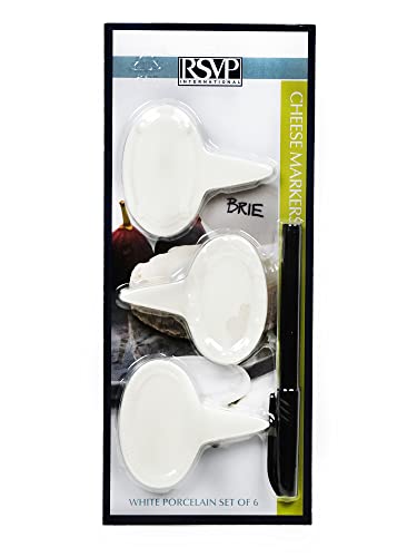 Letreros para queso RSVP de porcelana blanca fina y diseño ovalado exclusivo 4