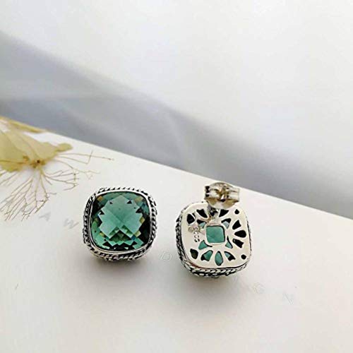 Boucles d'oreilles s925 hypoallergéniques cristal vert style chinois anti-ternissement - 2