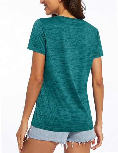 Image of MAGCOMSEN Women's Short Sleeve T-Shirt Quick Dry Athletic Tee Shirt Running Workout Yoga Top Tee Performance Shirts