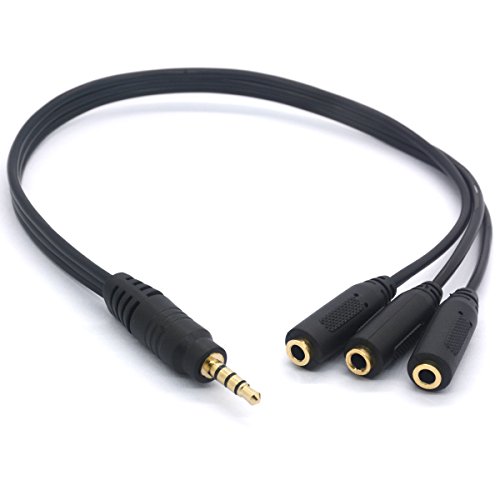 Splitter de auriculares 3 vías 3.5mm chapado en oro miniatura 2