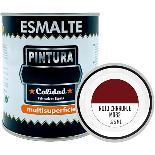 Acan Tradineur - Bote de Pintura Esmalte - Fabricado en España - Ideal para Cualquier Superficie, Madera, Plástico, Cristal o Cemento - Capacidad de 375 ML - Rojo Carruajes (M082)