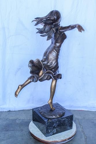 Estatua de niña corriendo de bronce tamaño real miniatura 5