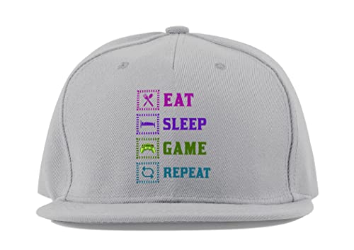 Casquette visière plate Eat Sleep Game Repeat en coton gris pour éviter la surchauffe casque