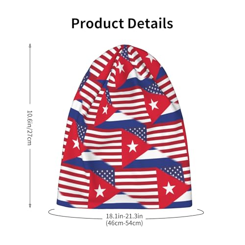 American Flag and Cuba Flag Kids Leisure Elastic Knitted Hat Junior Large Size Knit Cap Child Beanie Black2