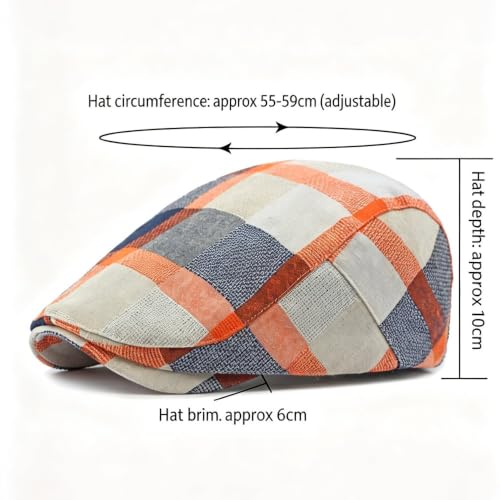 Image of Men's Plaid Striped Newsboy Ivy Flat Driving Golf Cap