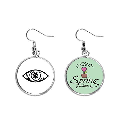 Pendientes de primavera con ojo negro vector y colgante decorativo de temporada