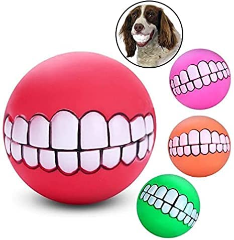 Dog Trust 1 Pcs/Pack 1" Funny Pet Dogs Teeth Pattern Balls Chew Toy Squeaker Squeaky Sound Bite Resistant Dogs Training Toys, Color Random (B09P5Q8LR5) Amazon Price History, Amazon Price Tracker